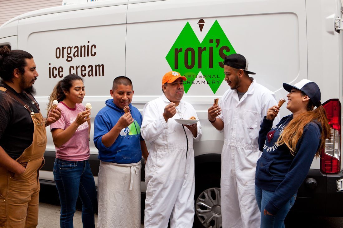 People eating ice cream from Rori's Artisanal Creamery in Santa Monica 
