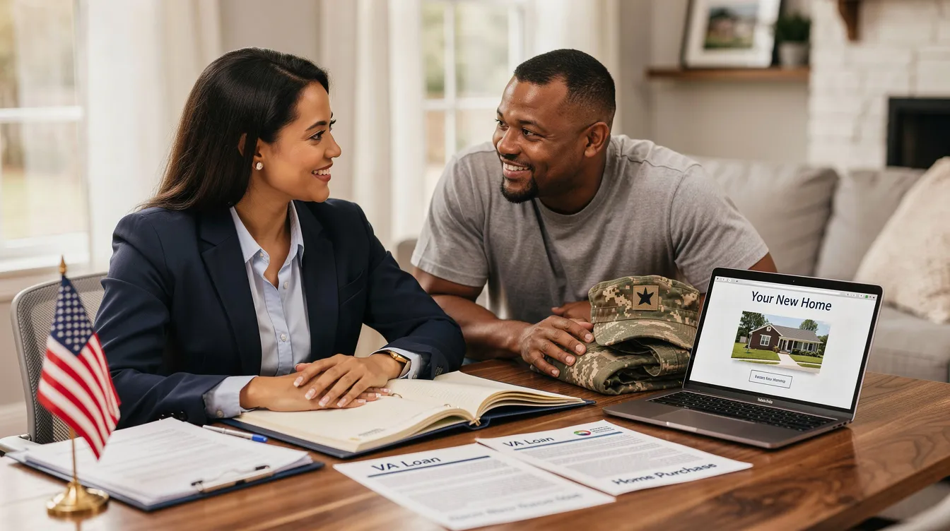 The image features a friendly VA loan realtor in Augusta, Georgia, assisting military families with the home-buying process. VA loan realtor Fort Gordon, Augusta, Georgia, portion serves week closing costs post-sale companies seller 