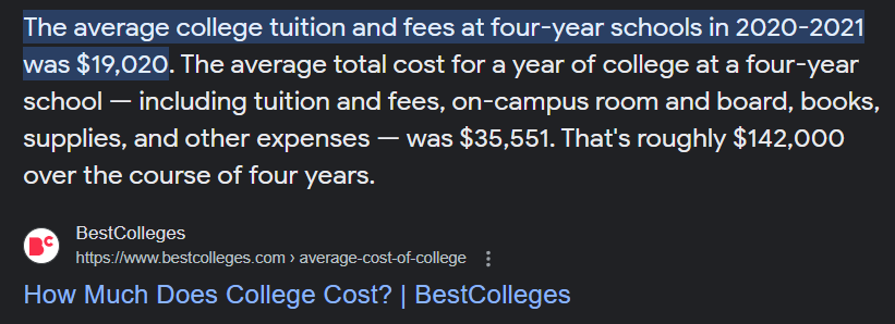 An image representing the cost of getting an undergraduate degree in today's world.