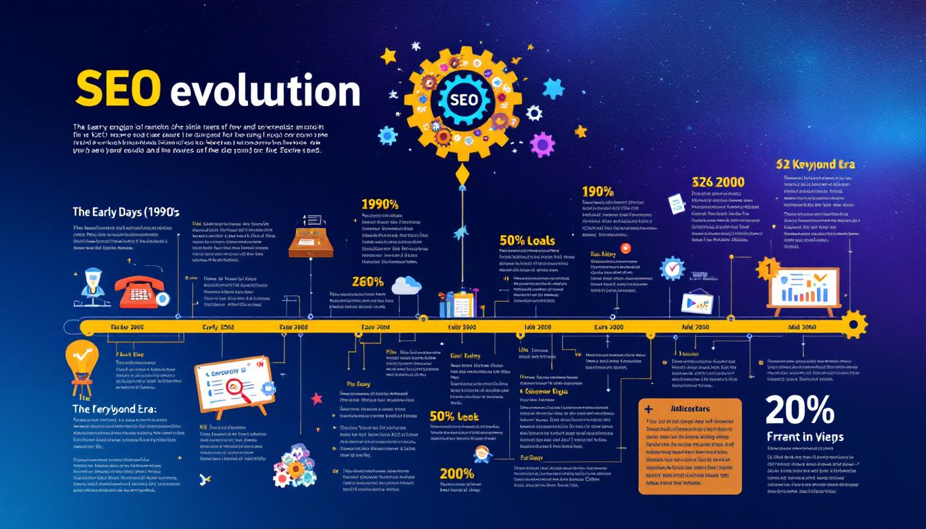 A visual representation of the evolution of SEO over the years, highlighting key developments.