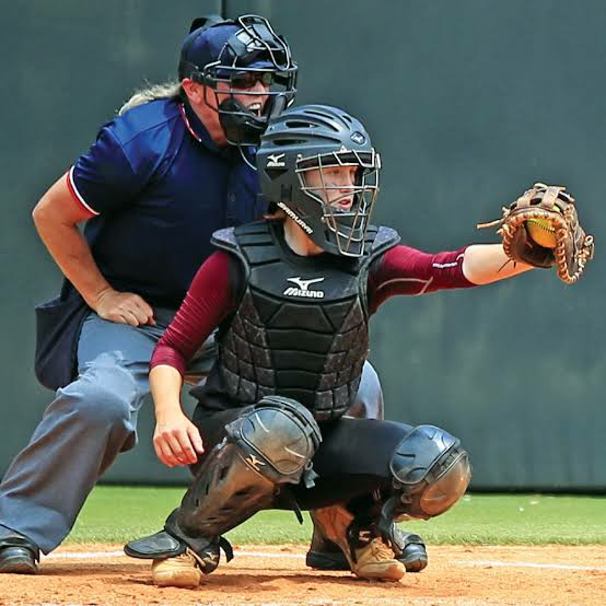 Catcher with protective gear