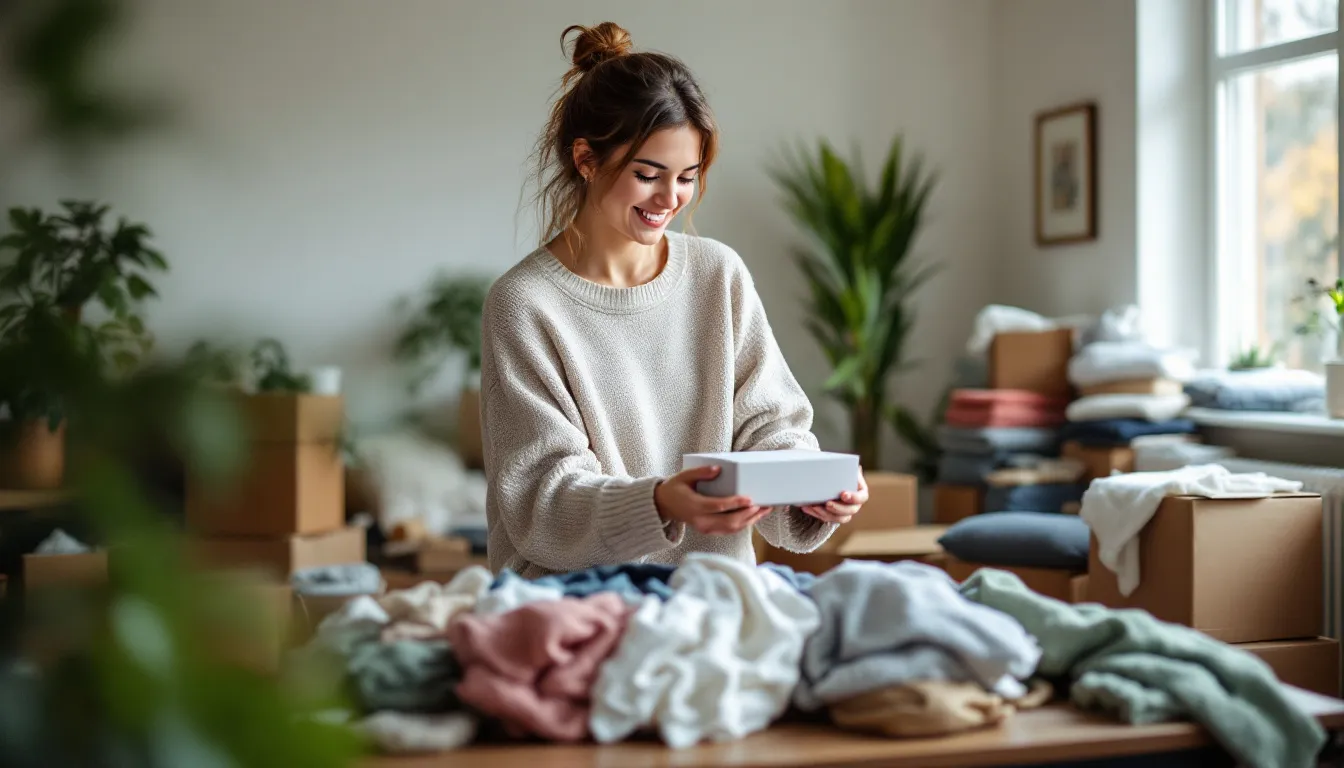 A person organizing their belongings, demonstrating how to help hoarders get rid of stuff.