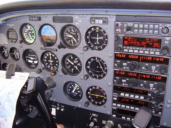 Cessna 172 cockpit.
