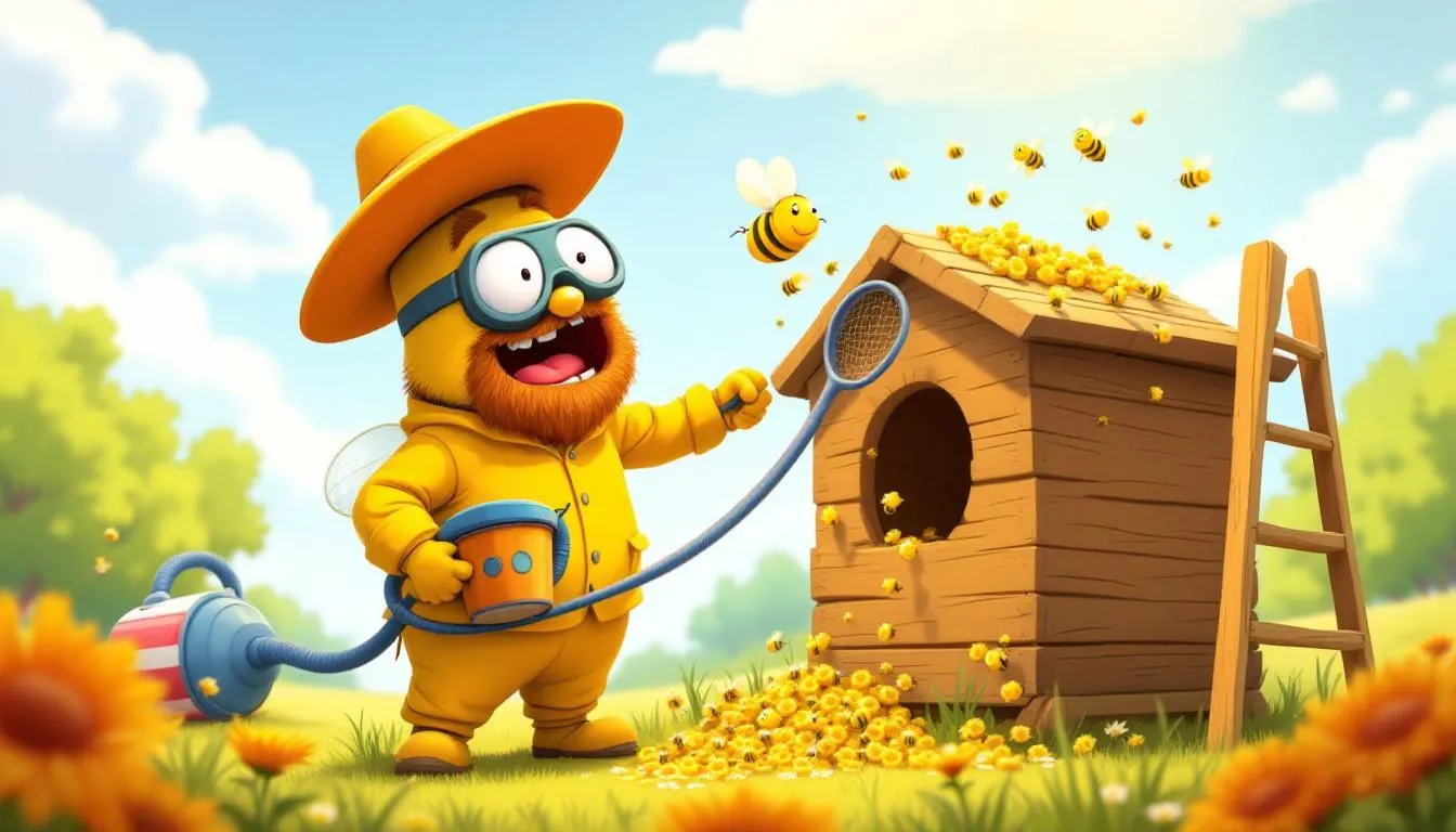 A professional beekeeper conducting beehive removal.