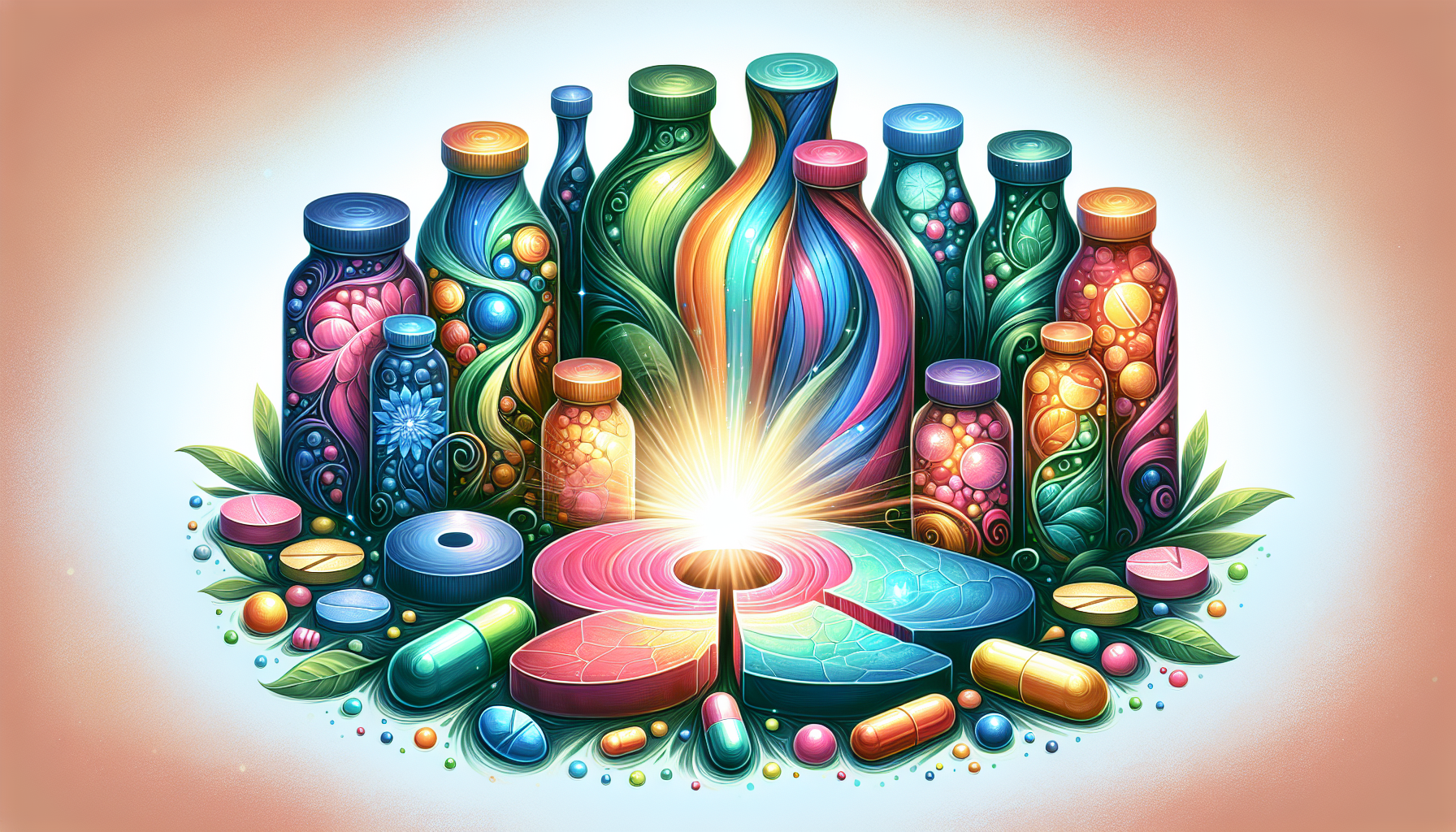 An illustration depicting various supplements that support the wound healing process.