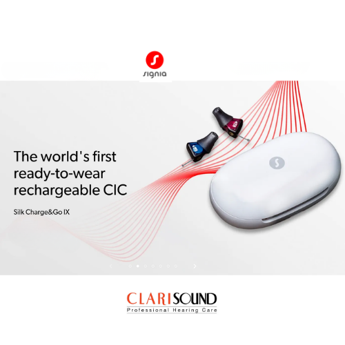 Rechargeable completely-in-canal (CIC) hearing aids with charging case, illustrating how modern hearing aids combine discreet design, comfort and everyday convenience