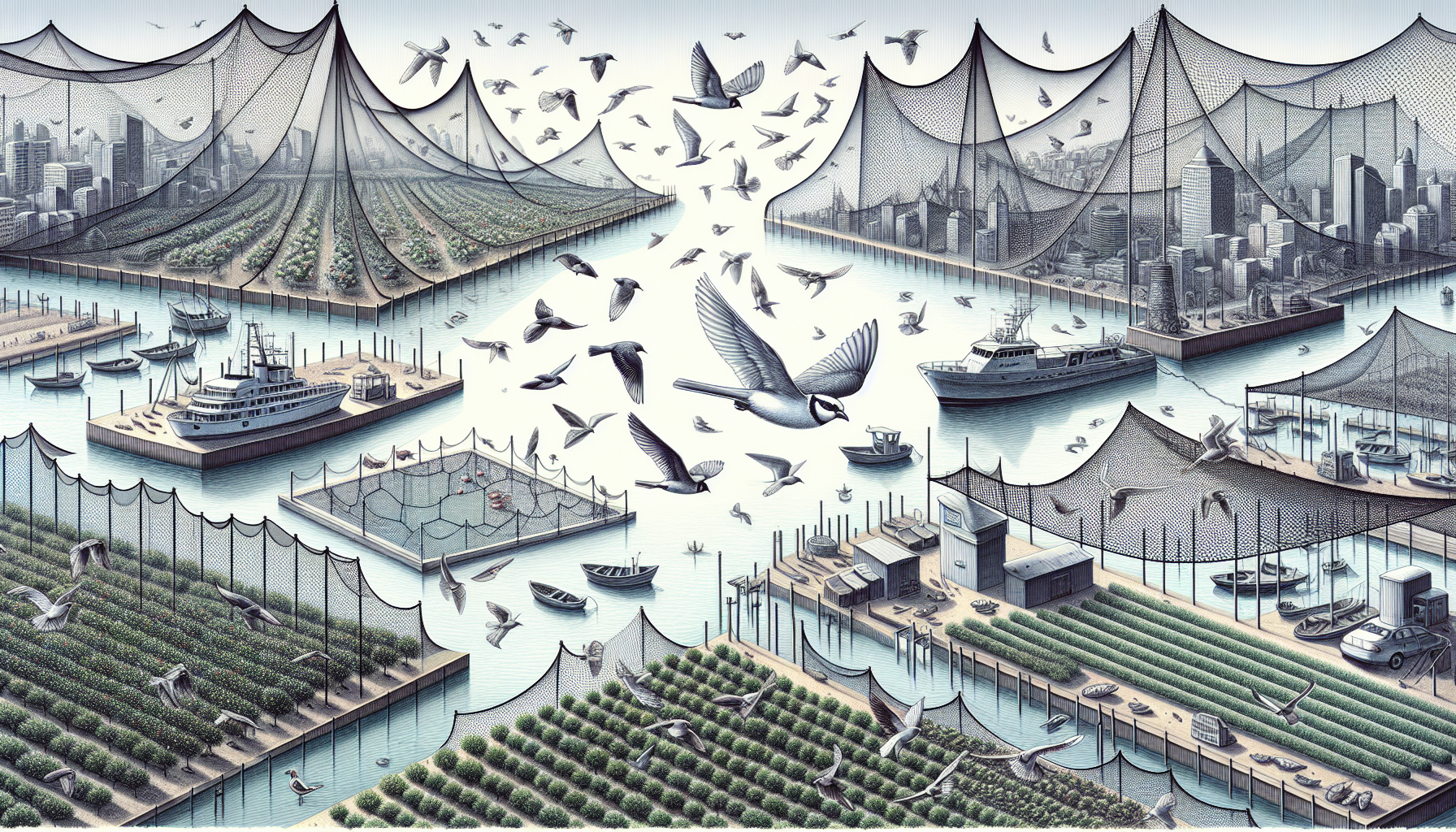 Illustration of specialized anti bird netting products