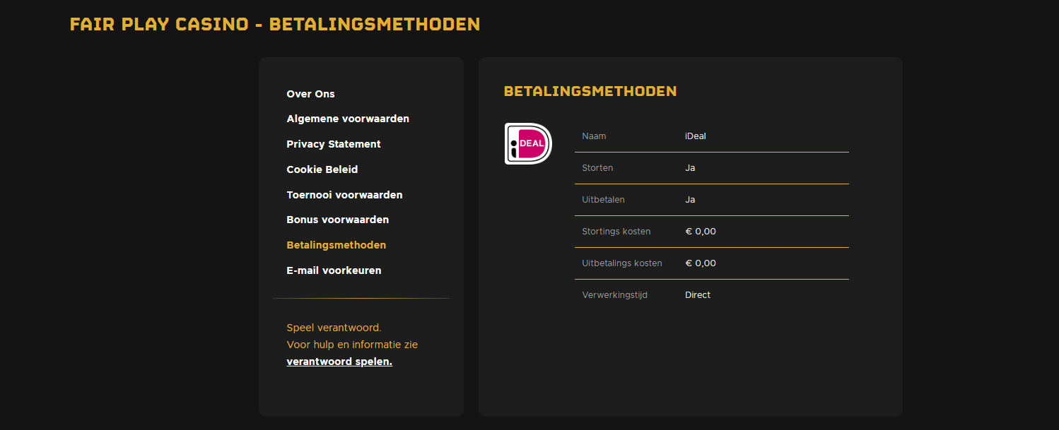 Fair Play uitbetalingen