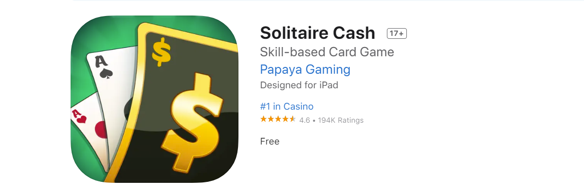 screenshot of solitaire cash in app store