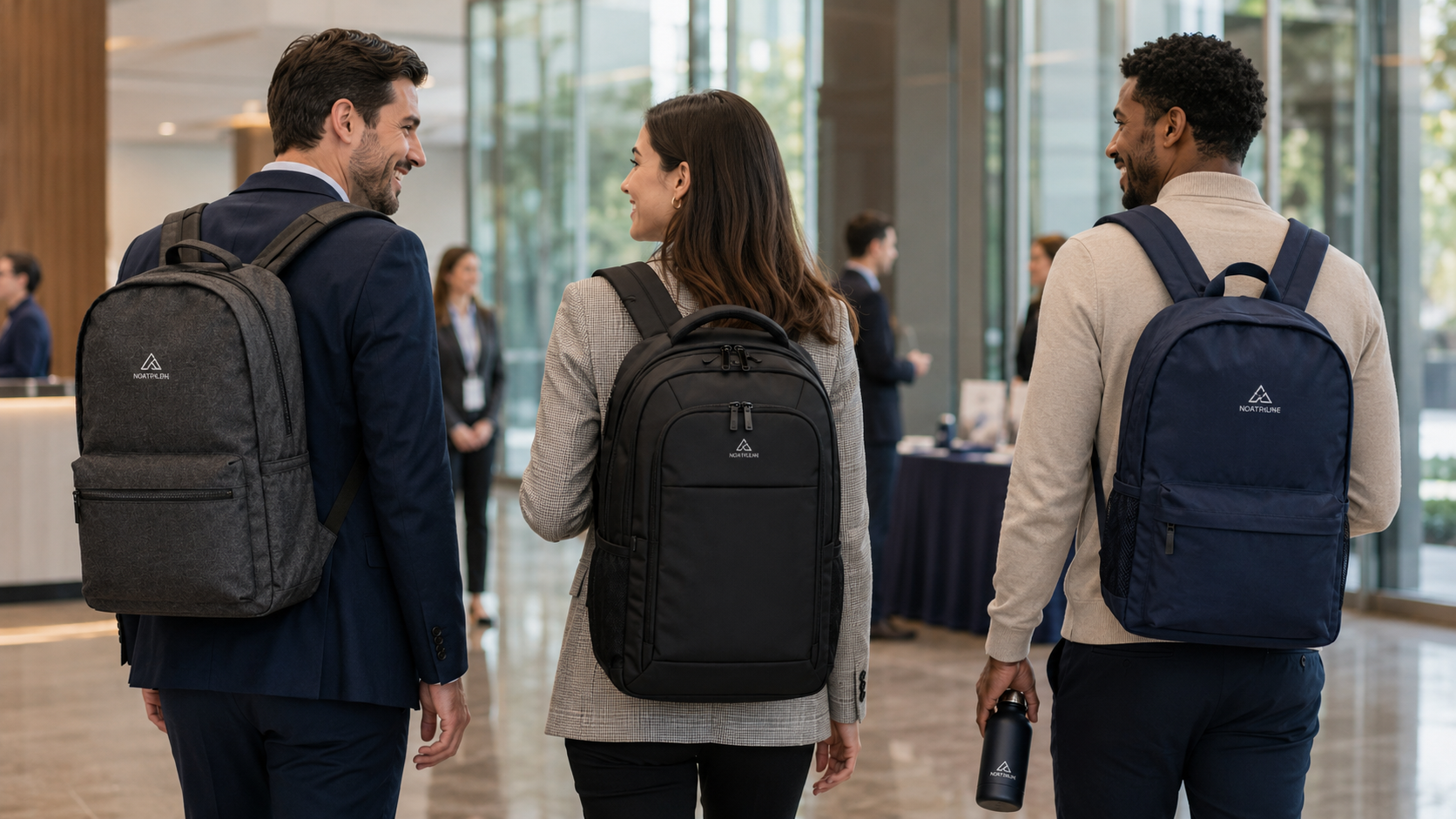 Custom backpacks for employees, commuters, students, and corporate gift programs