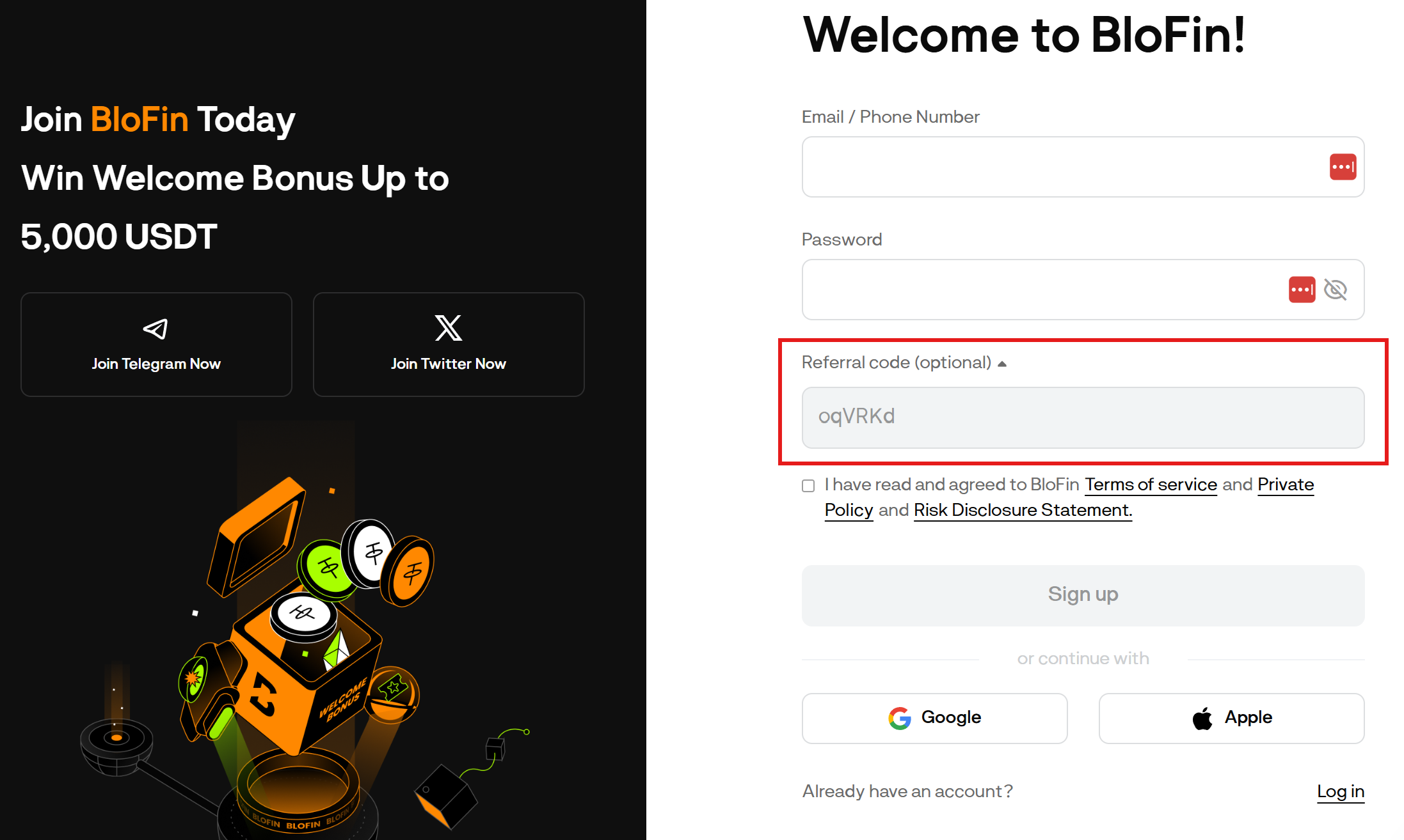 Create a BloFin Account with a Referral Code
