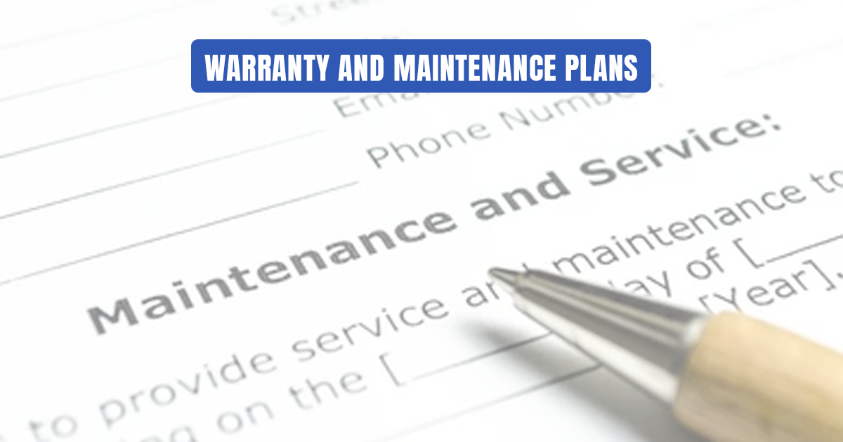 Pen pointing at a maintenance and service contract form.