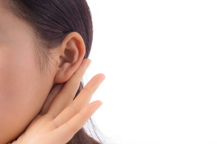 Close up photo of a woman's ear