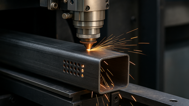 A laser beam making holes in tube with precision