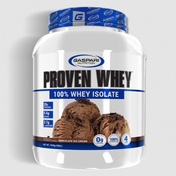 Image of Gaspari Nutrition's chocolate ice cream PROVEN WHEY™ for more protein in your diet.