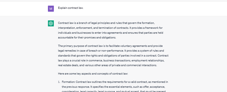 ChatGPT explaining contract law.