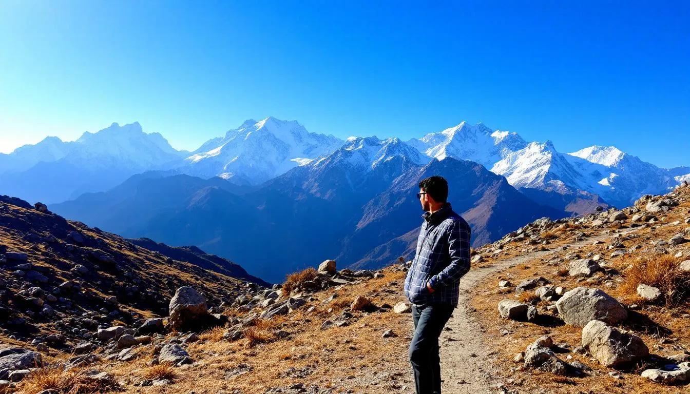 In this image, a breathtaking mountain landscape in Himachal Pradesh showcases lush green hills and serene lakes, embodying the picturesque beauty of a popular hill station. The scene captures the natural beauty and tranquility that attracts nature lovers and adventure enthusiasts alike, making it a perfect escape from the bustling city life.