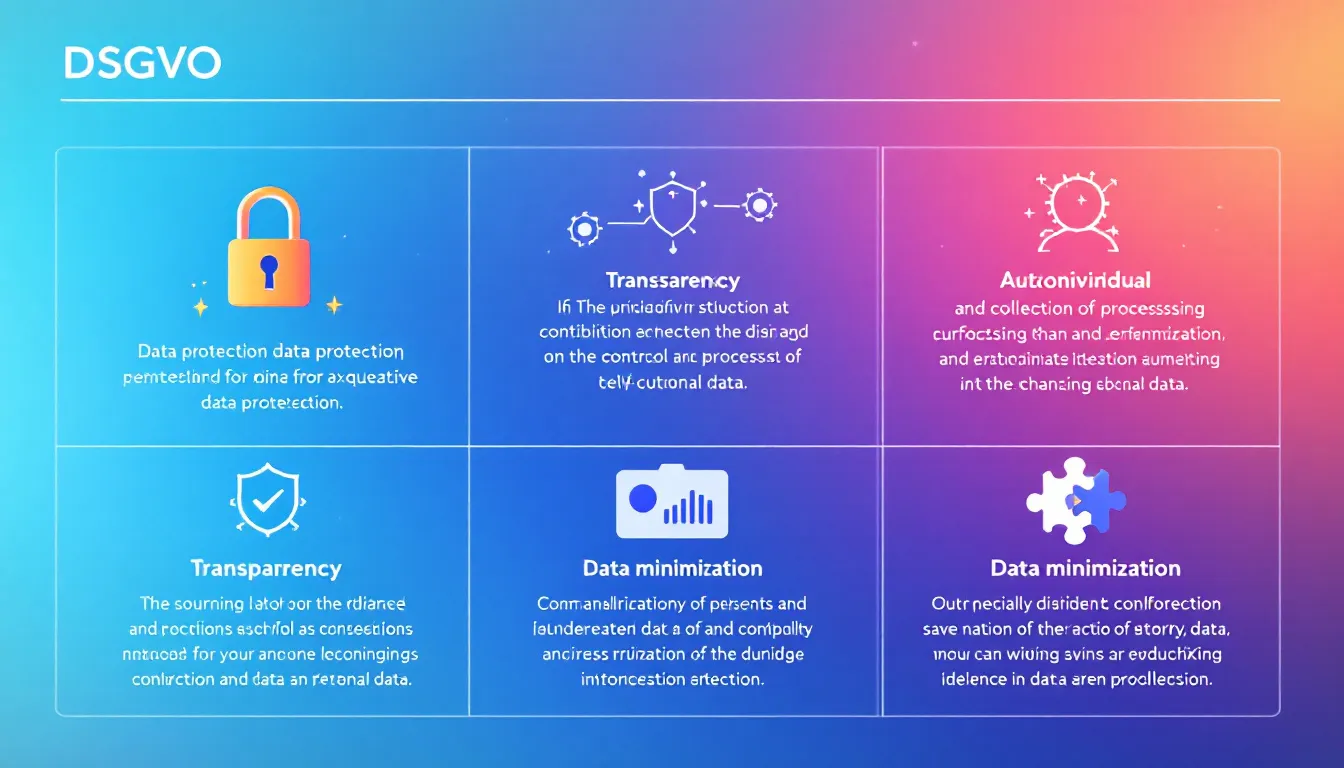Wichtige Grundsätze der DSGVO, dargestellt in einer Infografik.
