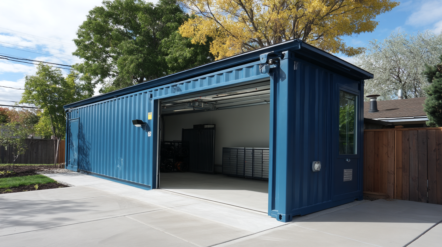 shipping container garage in backyard