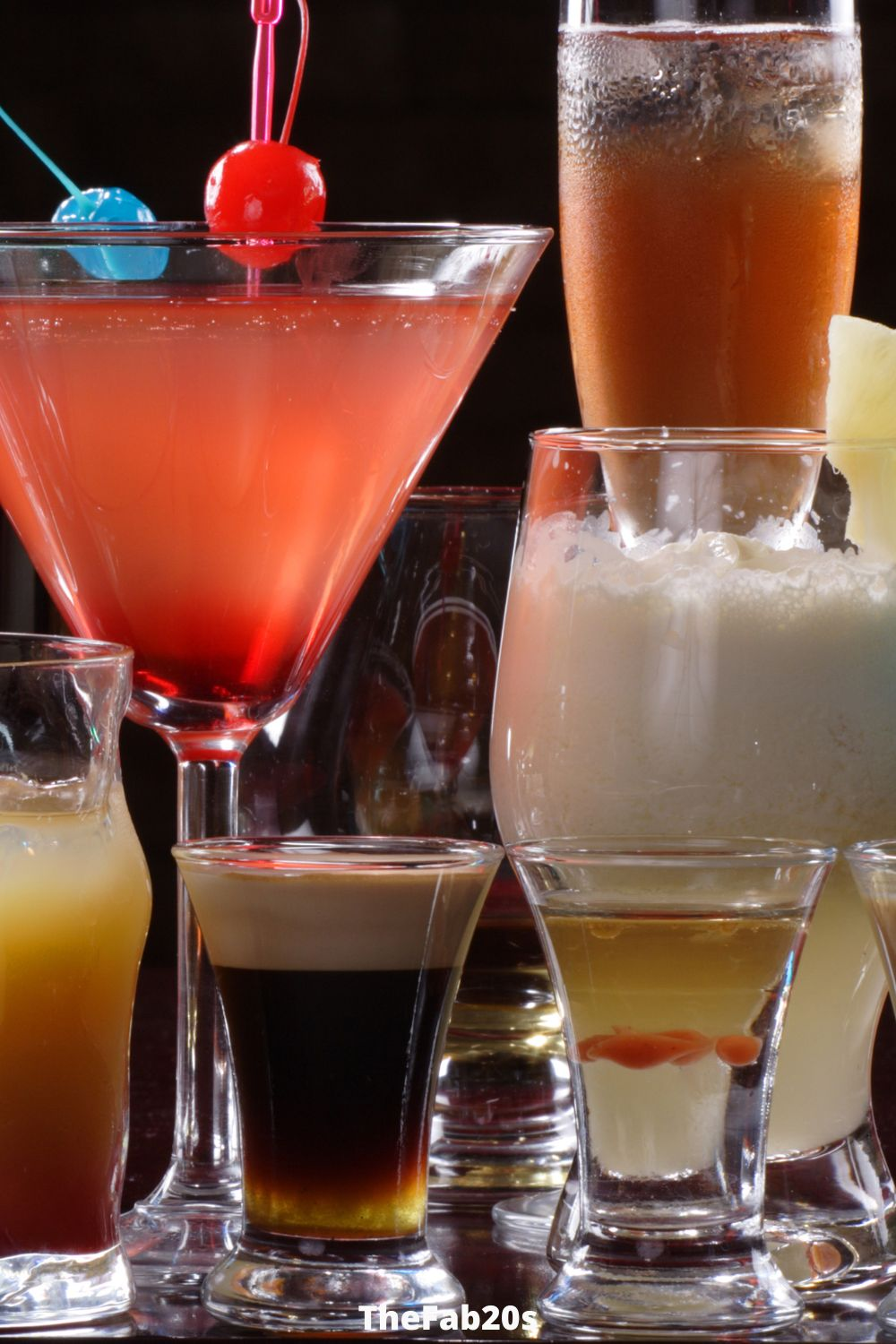 variety of alcoholic drinks 