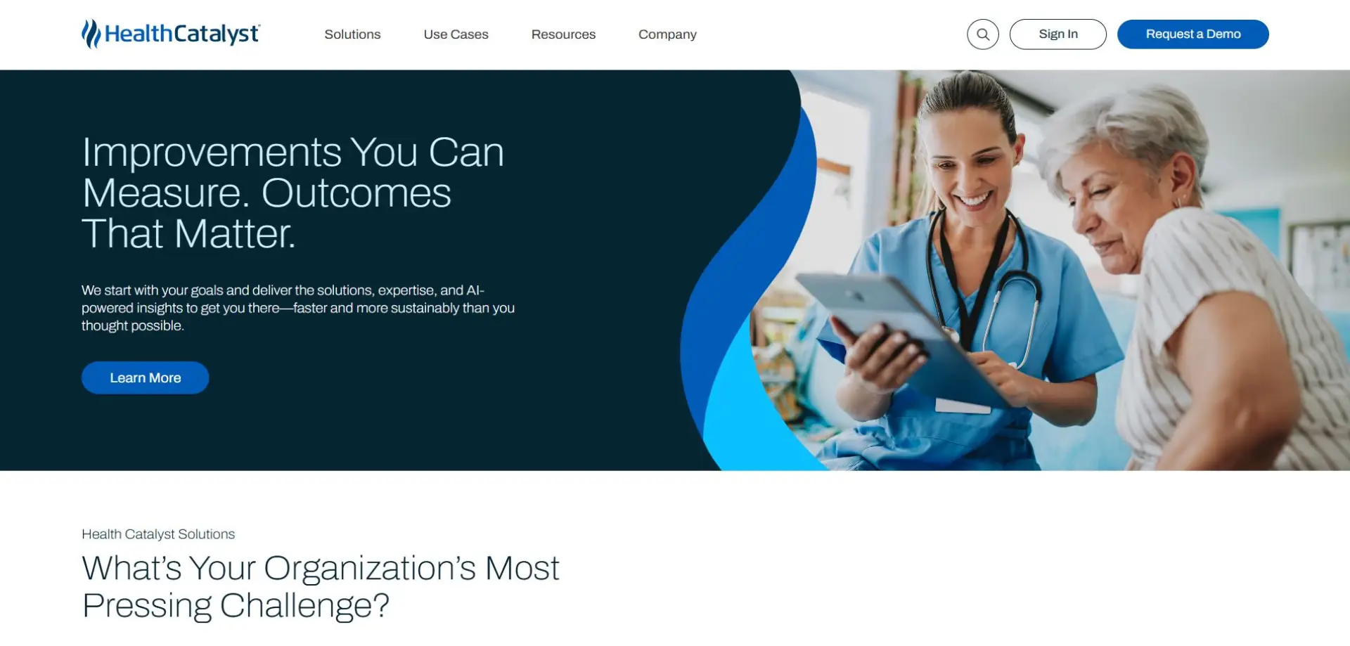 Homepage of Health Catalyst website