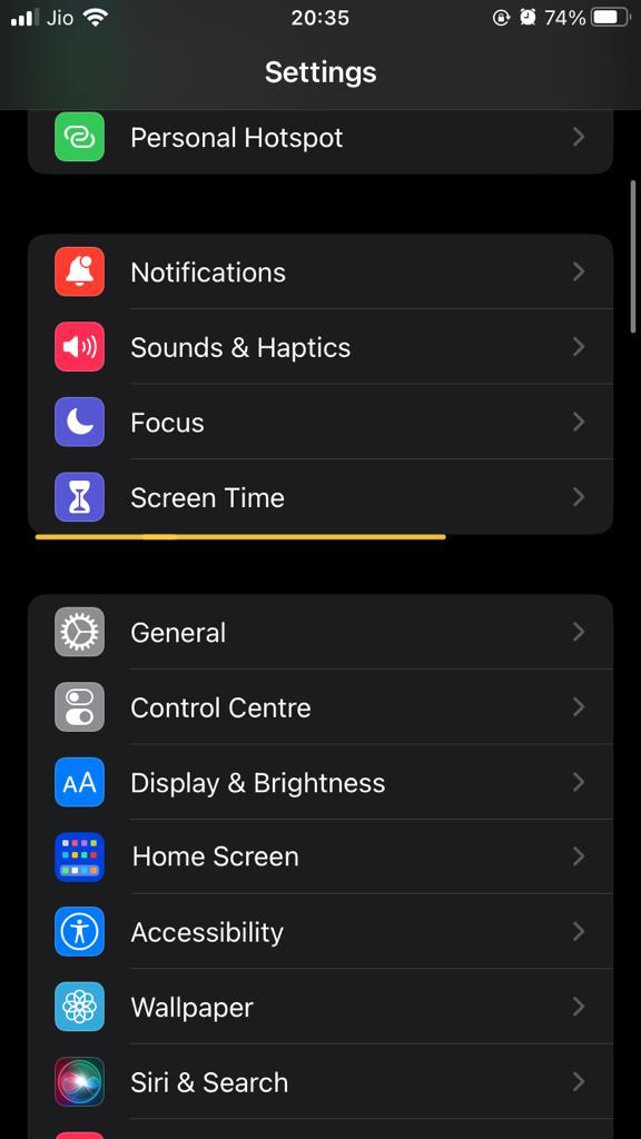 Screen time option