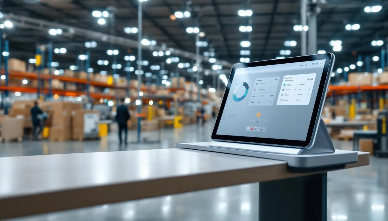 Introduction aux workflows logistiques avec tablettes, montrant une tablette utilis&eacute;e dans un entrep&ocirc;t.