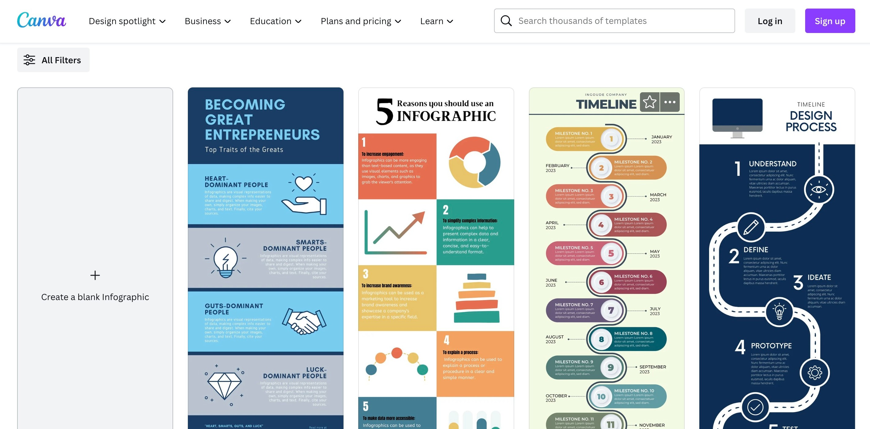 Screenshot of Canva showing how to use infographics as an important off page SEO technique