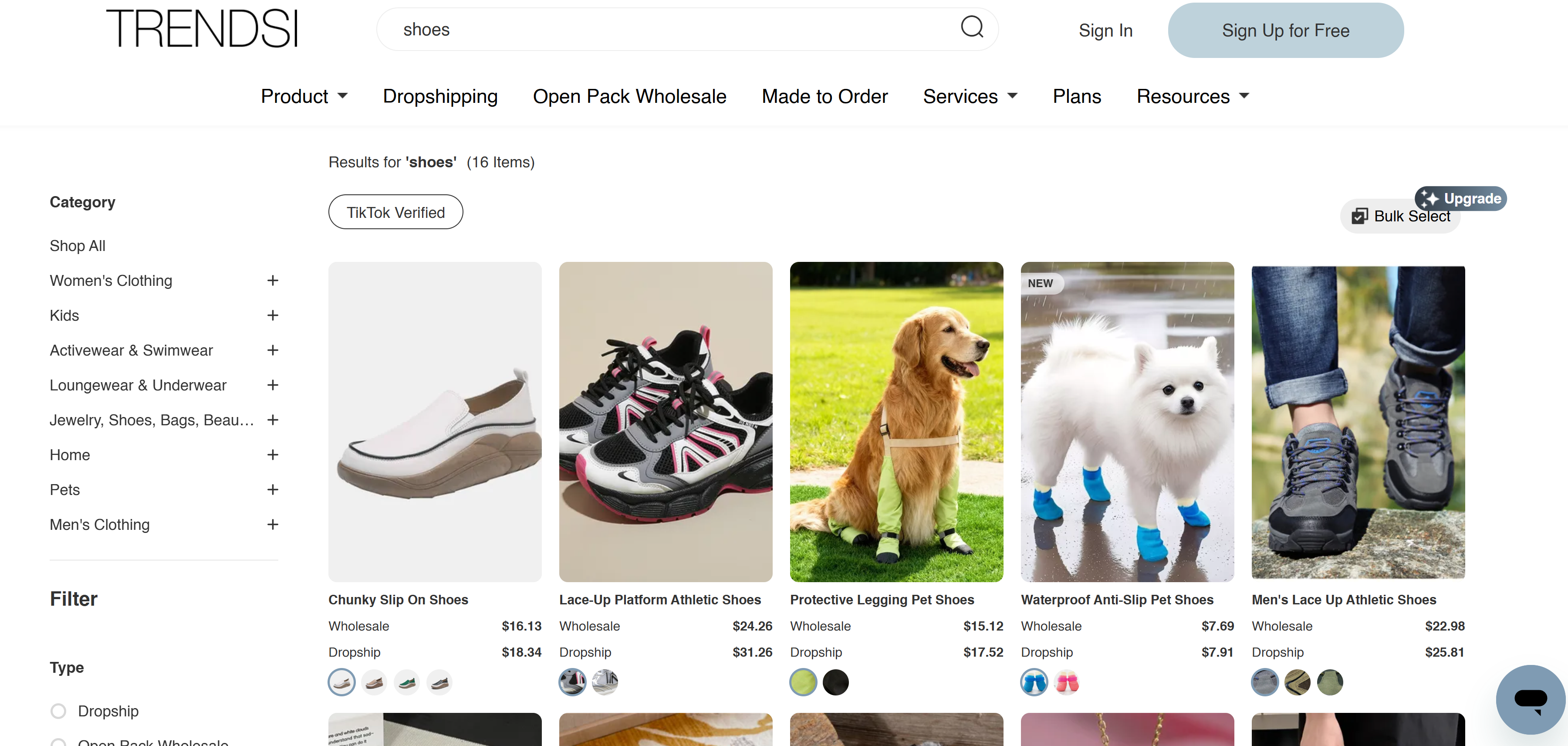 dropshipping shoes with sell the trend and trendsi