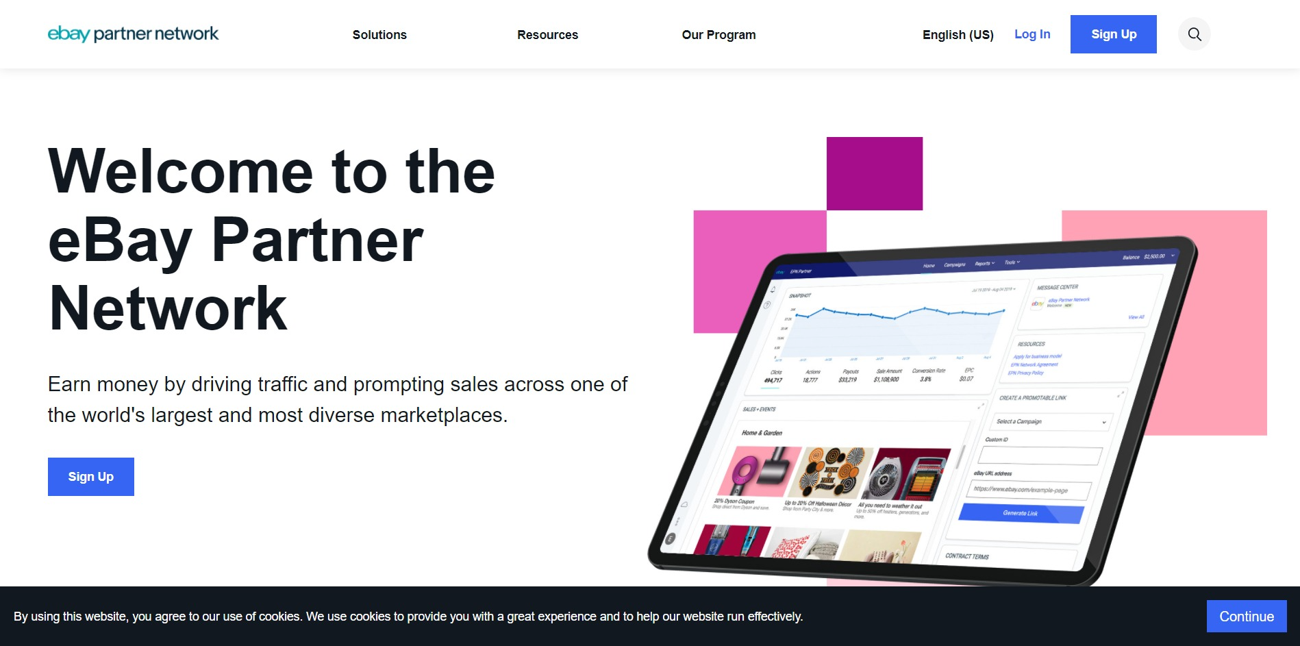 eBay Partner Network Main Page
