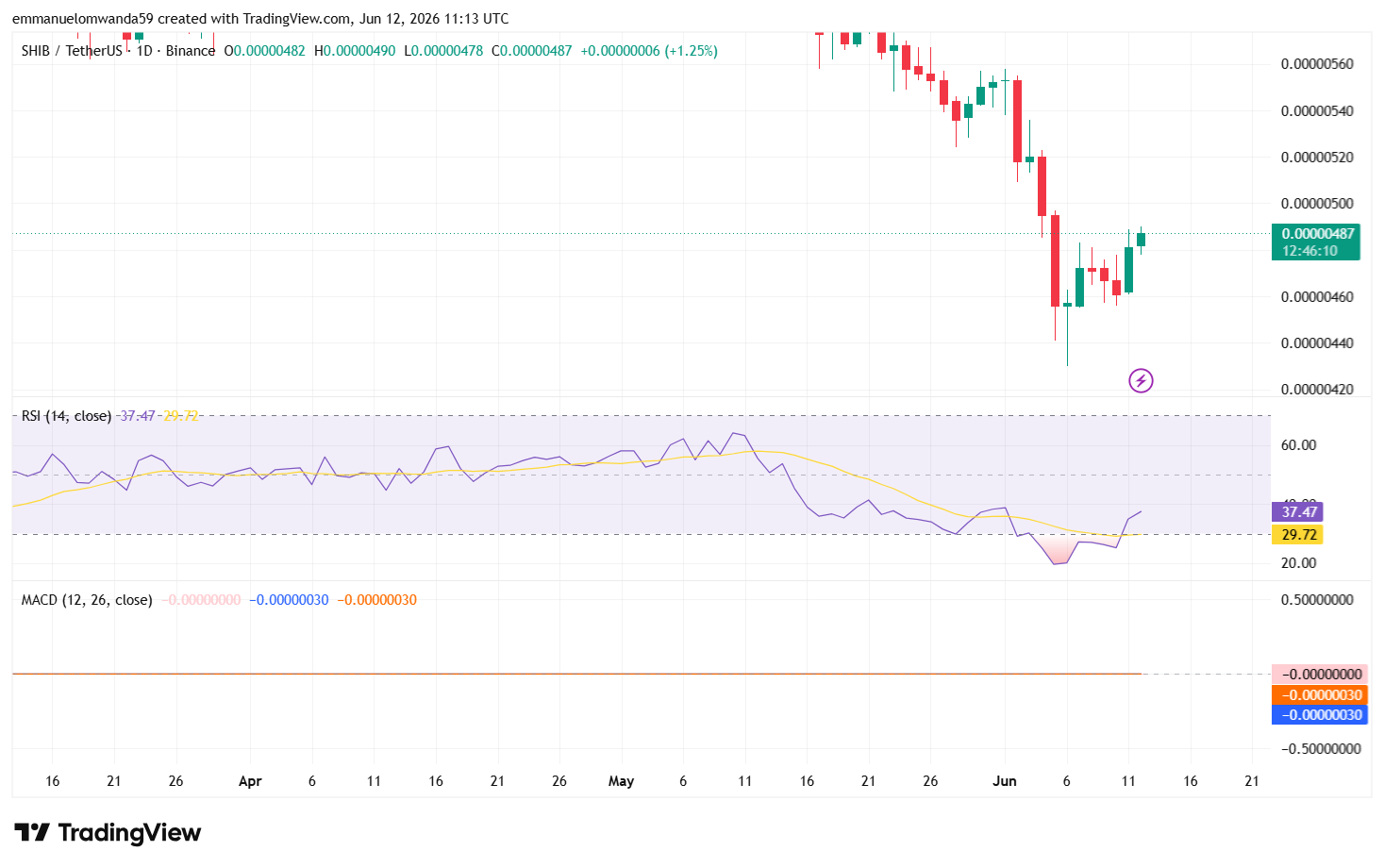 Graphique SHIB/USDT : TradingView