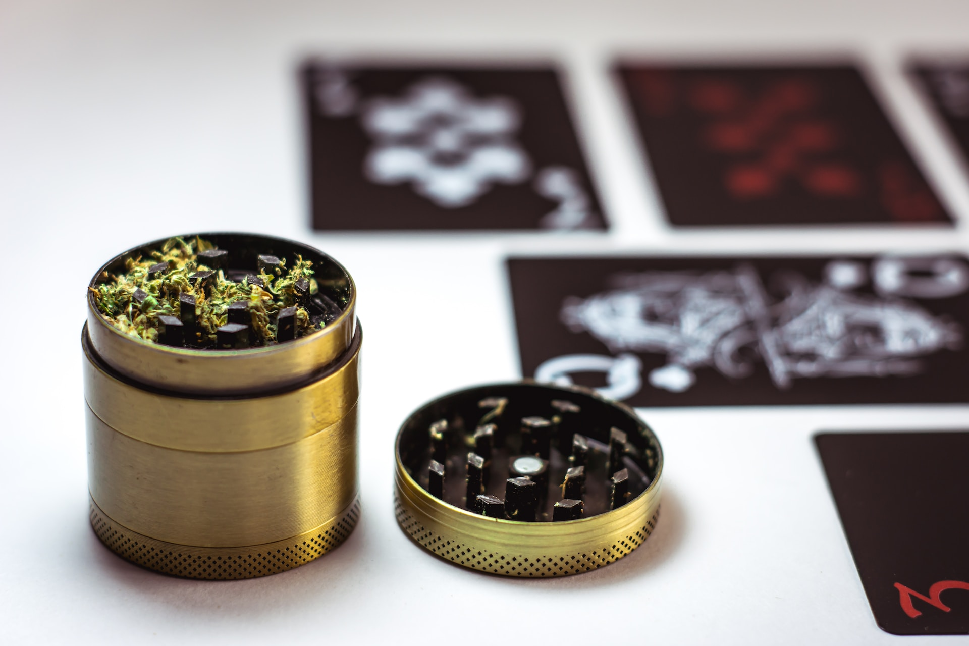 green herb on a grinder