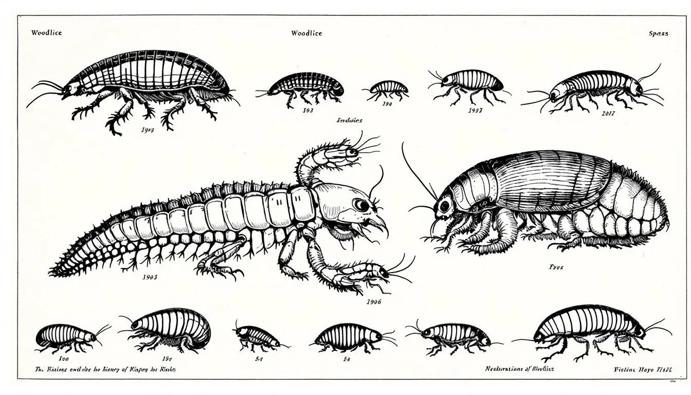 An illustration depicting the evolutionary history of woodlice.
