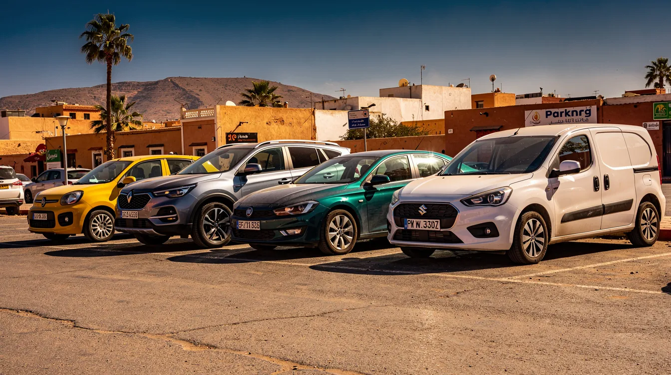 Diverse auto di varie categorie parcheggiate una accanto all'altra in un parcheggio soleggiato.