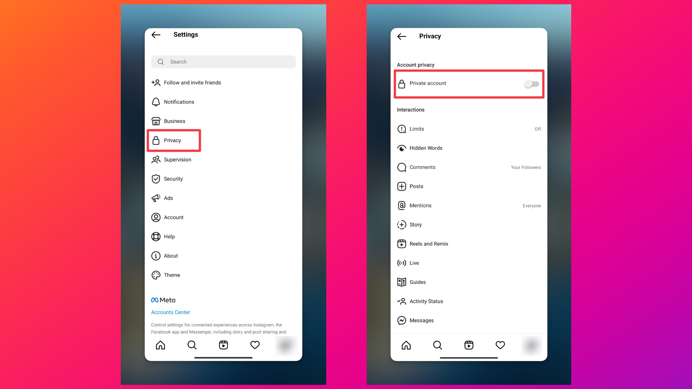 Remote.tools shows how to check if your account is private or not on Instagram app to add post to Instagram story