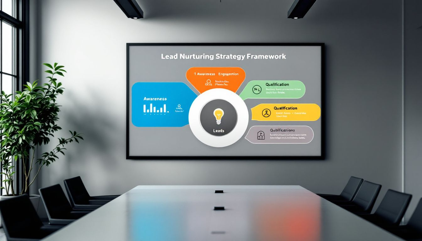 A diagram of key components in an effective lead nurturing strategy.