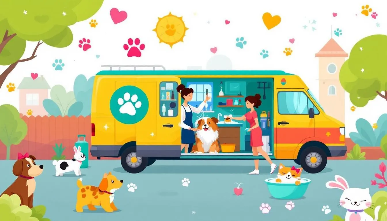 Mobile pet grooming service in action, providing convenience to pet owners in Gurugram.