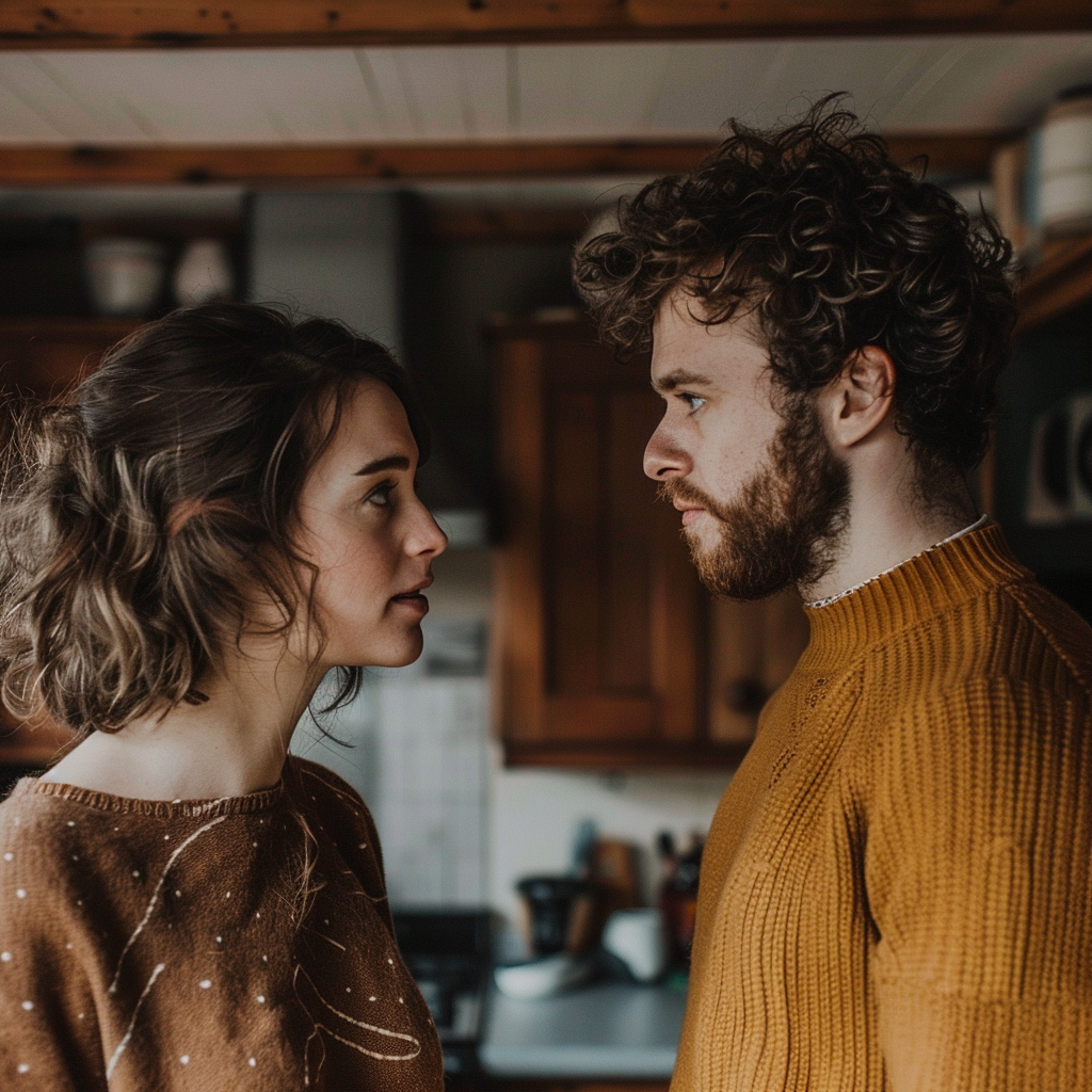 an image of a couple talking to each other, going through conflict