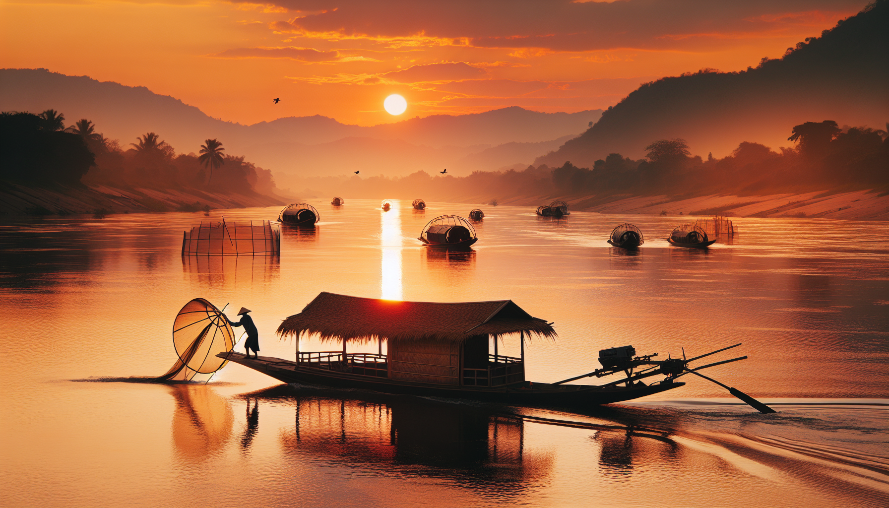 Sunset cruise on the Mekong River in Luang Prabang