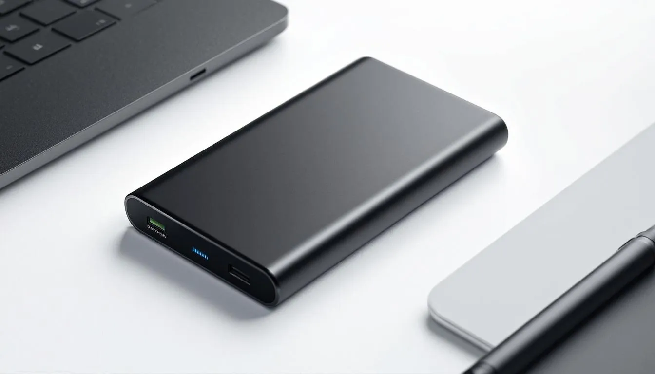 Une batterie externe prête à être utilisée, garantissant une recharge efficace pour les appareils.