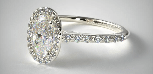Oval Halo Pave White Gold Engagement Ring
