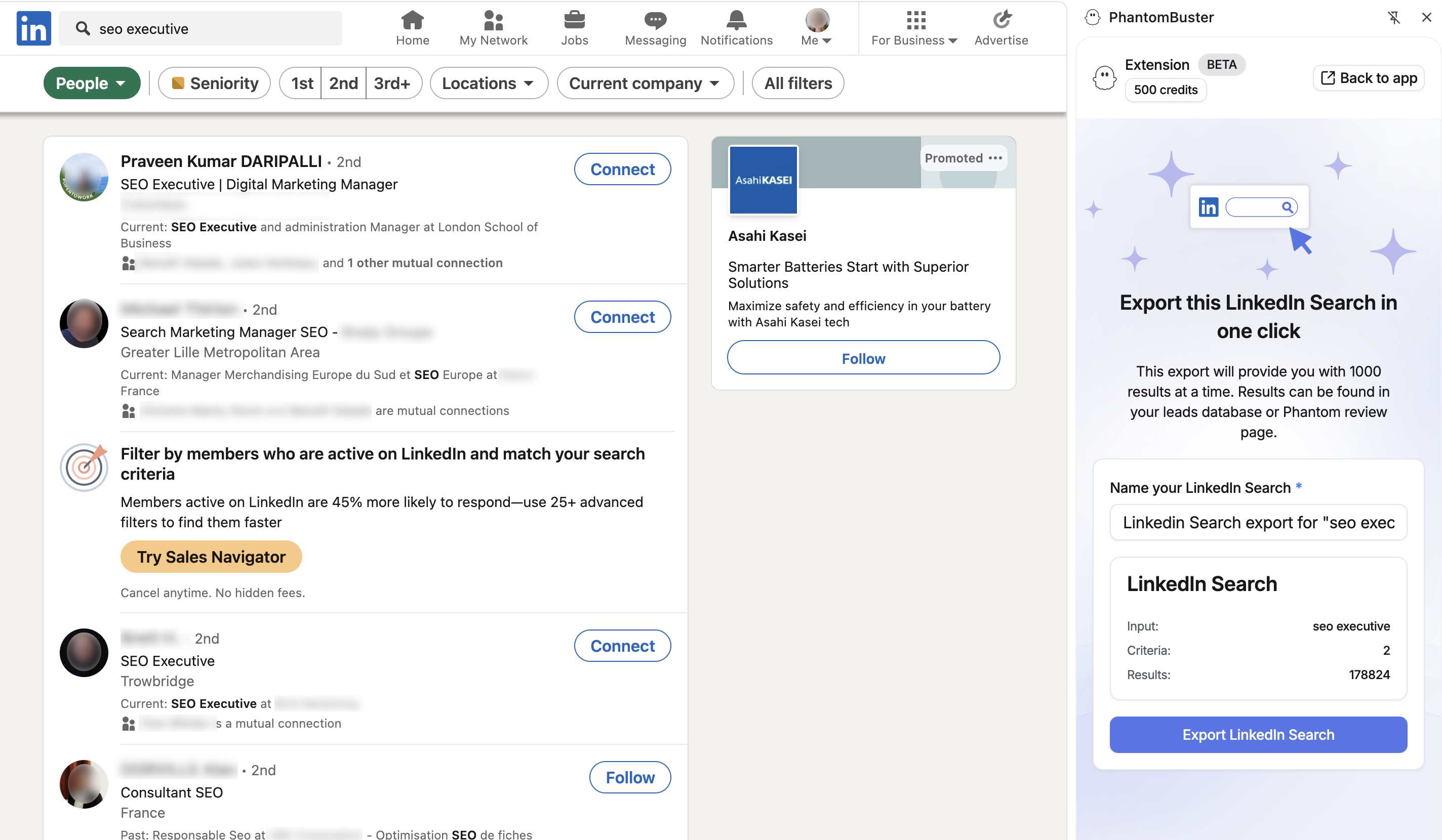 PhantomBuster Chrome extension
