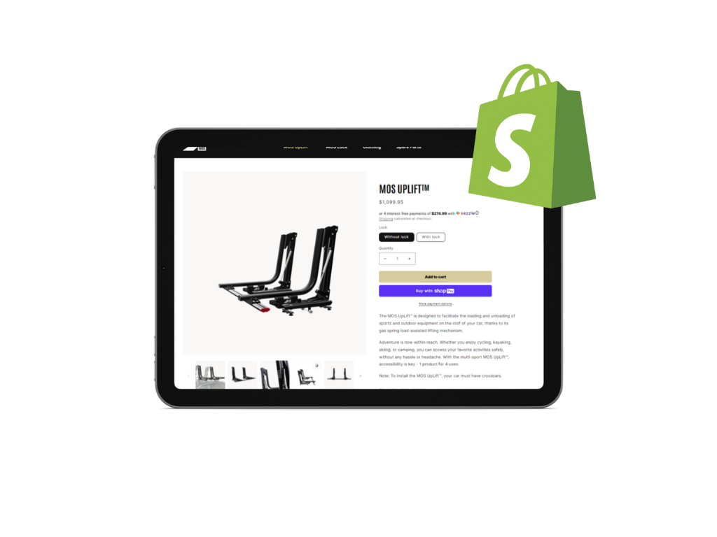 ipad screen with shopify logo