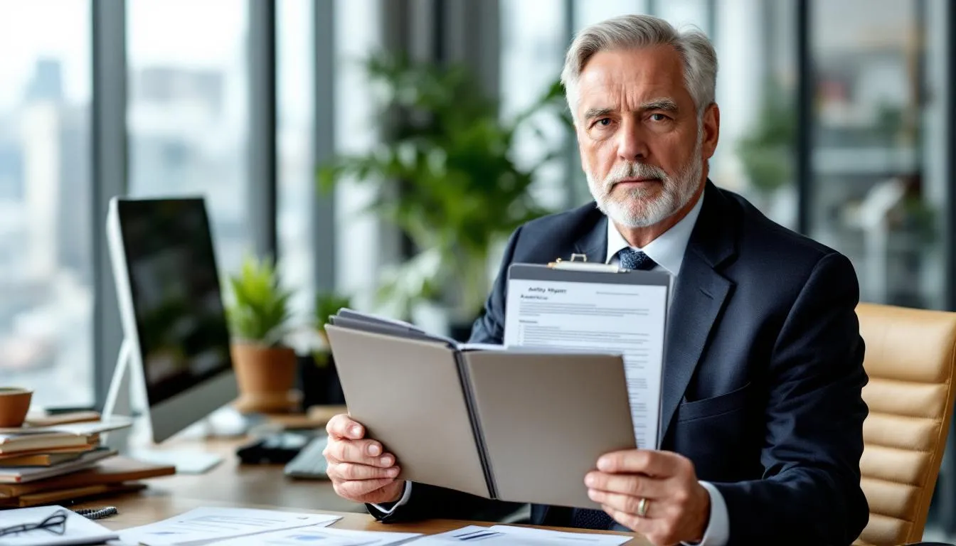 In der Hand eines Vorgesetzten liegt eine detaillierte Tätigkeitsbeschreibung, die die Aufgaben und Verantwortungsbereiche eines Mitarbeiters innerhalb des Unternehmens festhält. Diese Beschreibung dient als wichtiges Dokument für Bewerber und ist ein Bestandteil des Arbeitsvertrages, um die Erwartungen und Inhalte der Stelle klar zu definieren.