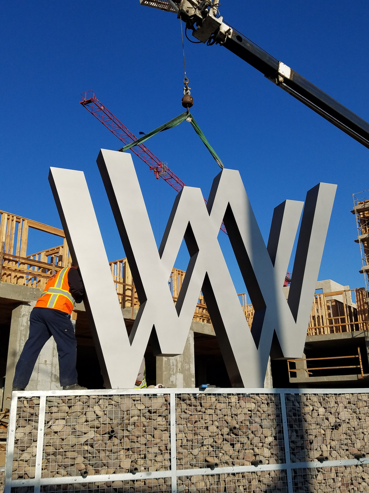 One of several large channel letter signs we did for the new Wagon Wheel Community in Oxnard, CA.