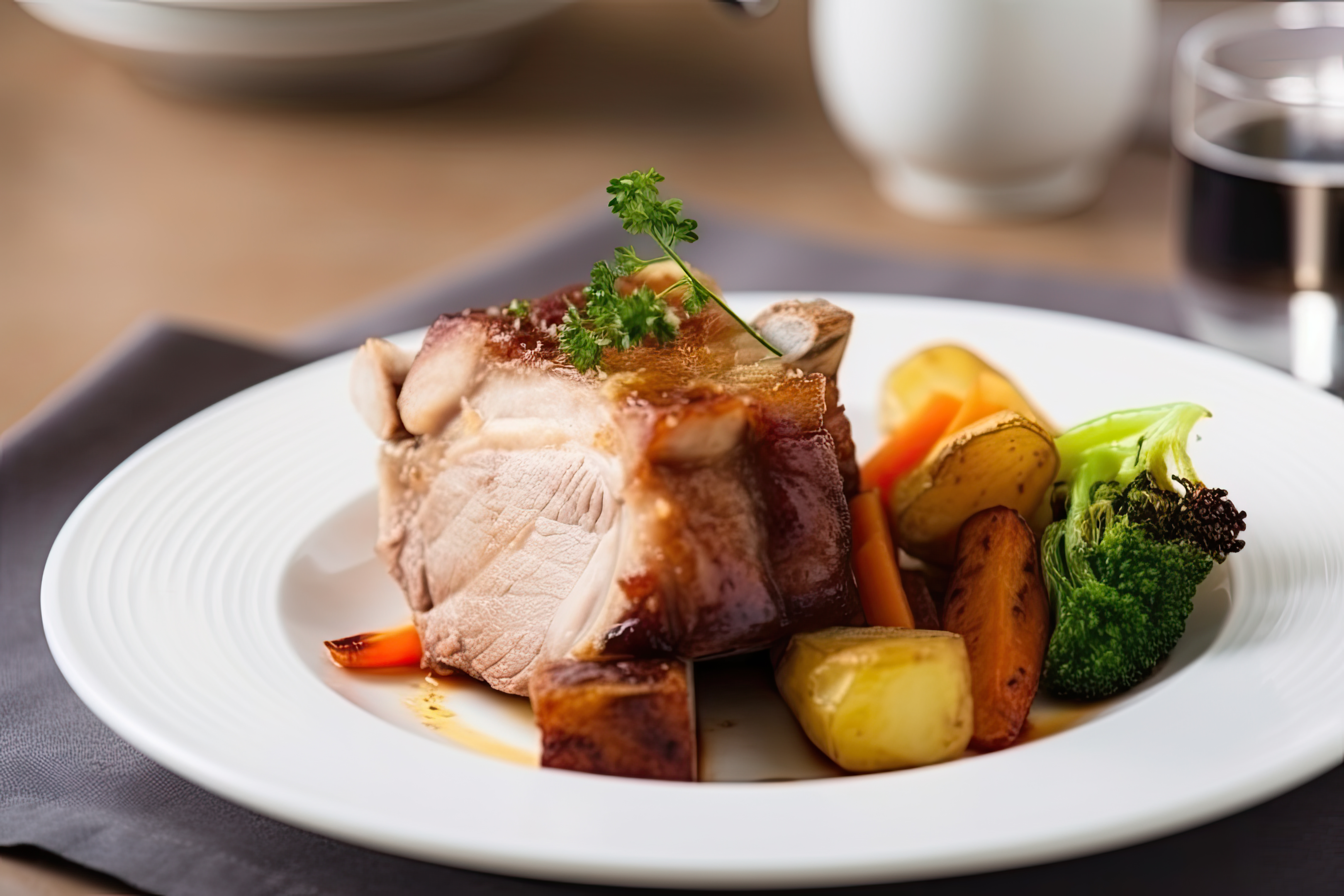 You can slow roast pork for a fall apart tender texture in apple juice in the oven or in the slow cooker.
