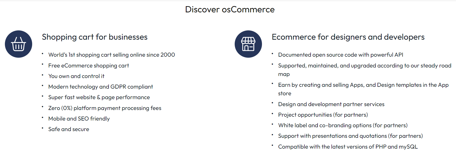 Oscommerce online merchant features