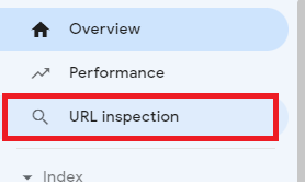 Bouton URL inspection de Google Search Console.