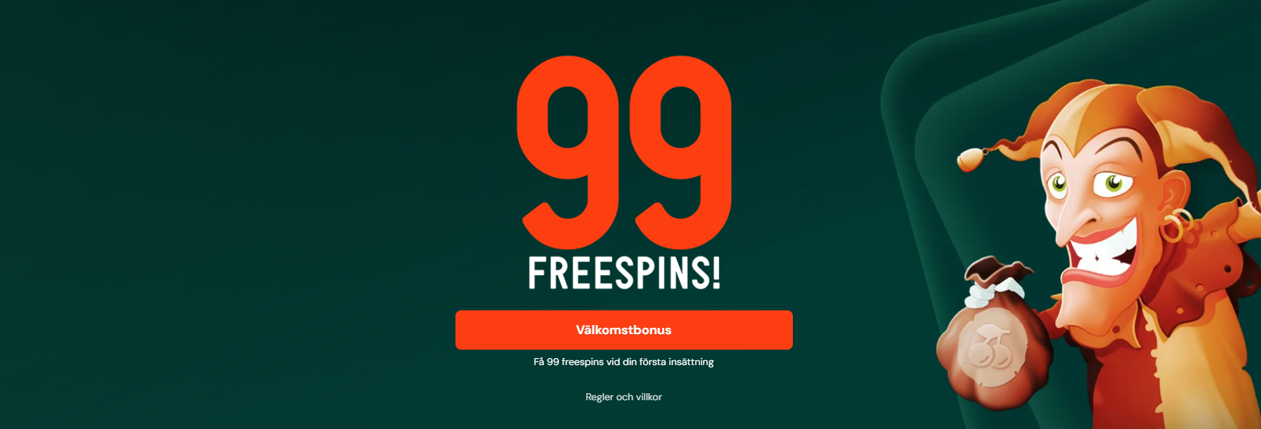 Välkomstbonus hos Pmed 99 free spins vid första insättningen.
