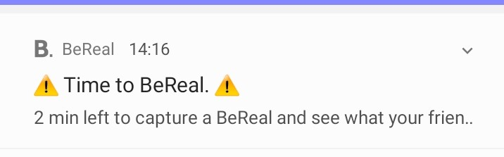 BeReal 2-minute notification
